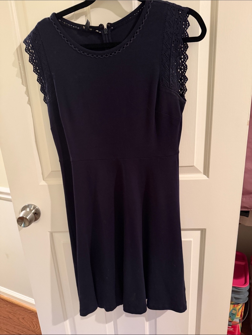 Talbots petite M Navy Lace-Trim Dress